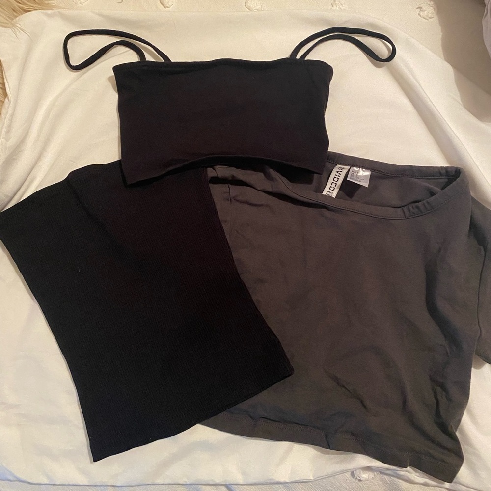 BLACK AND GREY CROP TOP BUNDLE